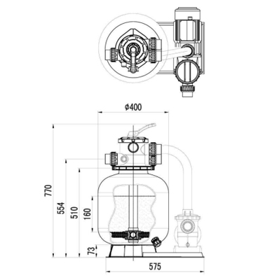 Dimensioni del monoblocco filtrante Argento 400